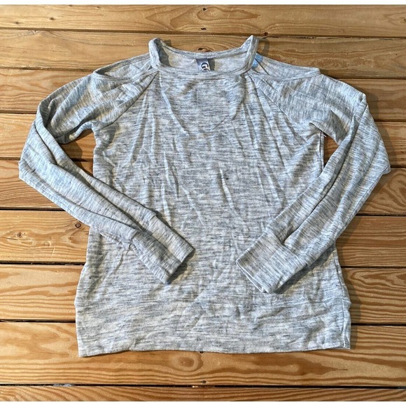 NEW Go Couture Long Sleeve Top Size Small Women’s Gray Open Shoulder - Picture 1 of 7